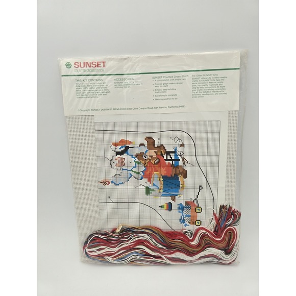 Sunset Christmas Stocking Santa's Finishing Touch Counted Cross Stitch Kit #2900 - Picture 2 of 5